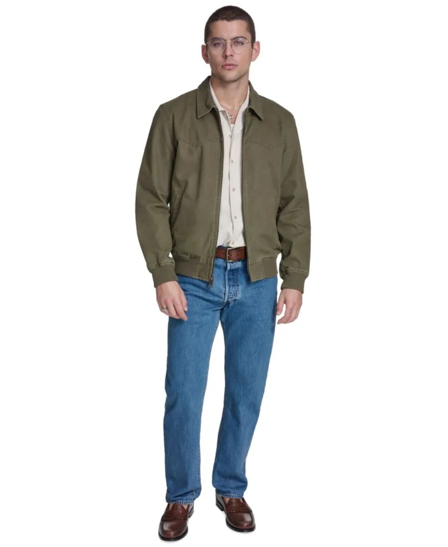 Мужская хлопковая куртка-бомбер в стиле вестерн Levi's, оливковый — фото 2
