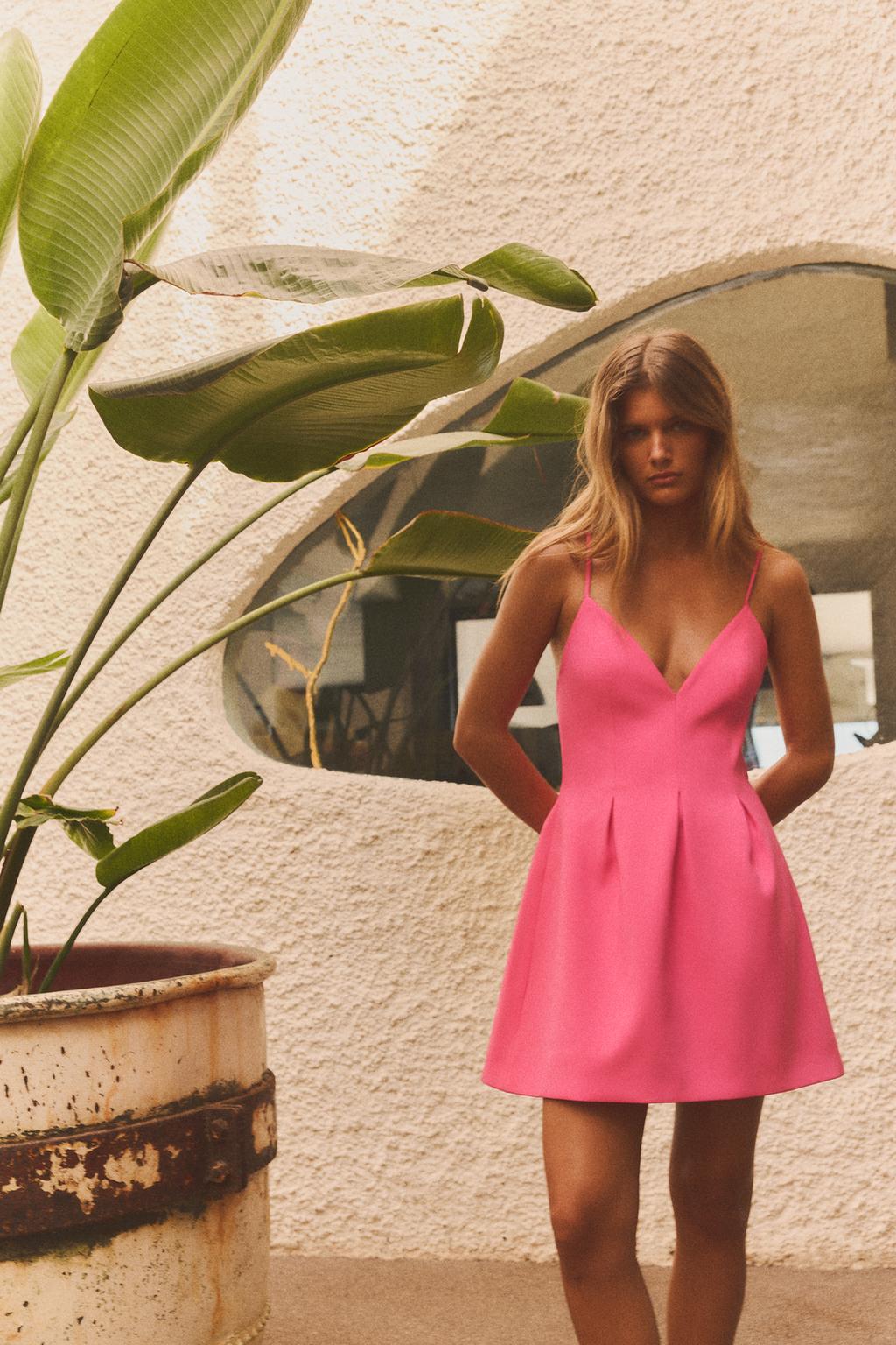 

Короткое пышное платье ZARA, розовый