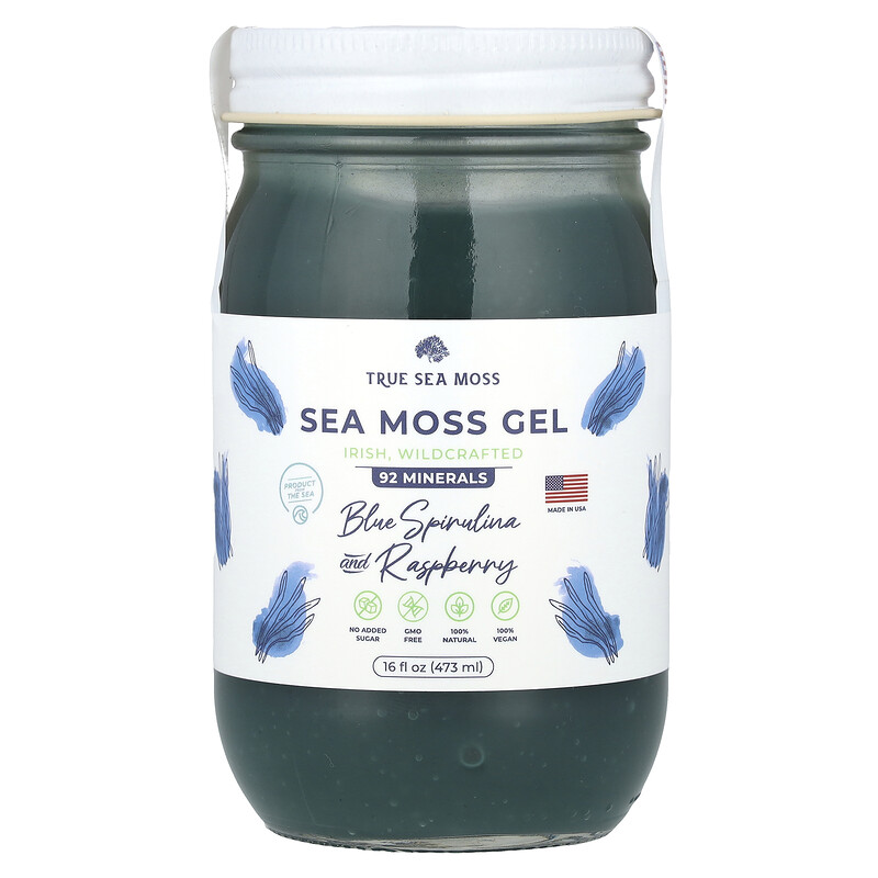 

True Sea Moss, Гель с морским мохом, голубая спирулина и малина, 473 мл (16 жидк. Унций)