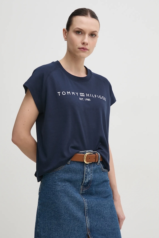 

Хлопковая футболка Tommy Hilfiger, темно-синий