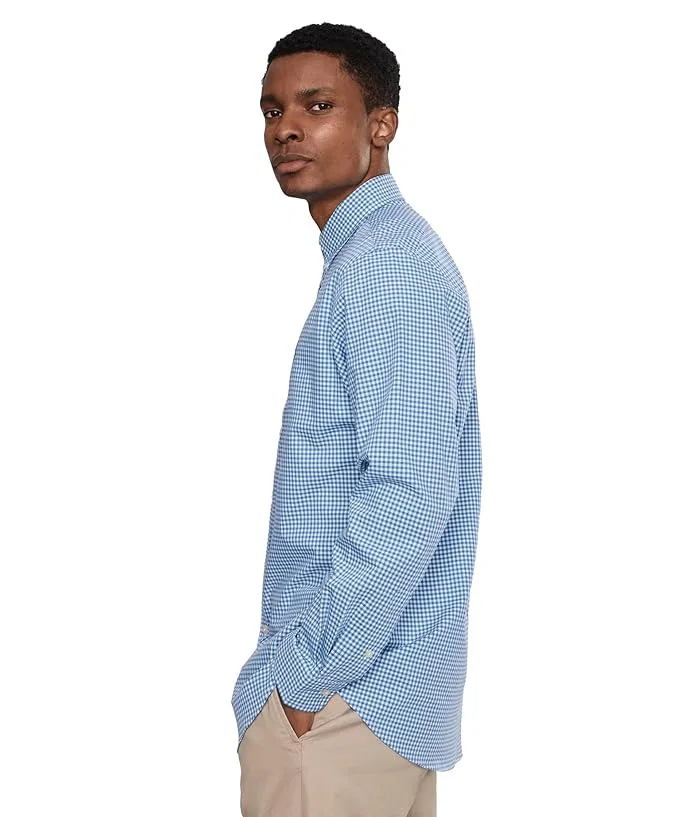 Рубашка поплиновая Classic Fit Stretch Poplin Shirt Polo Ralph Lauren, Blue/White Check — фото 3