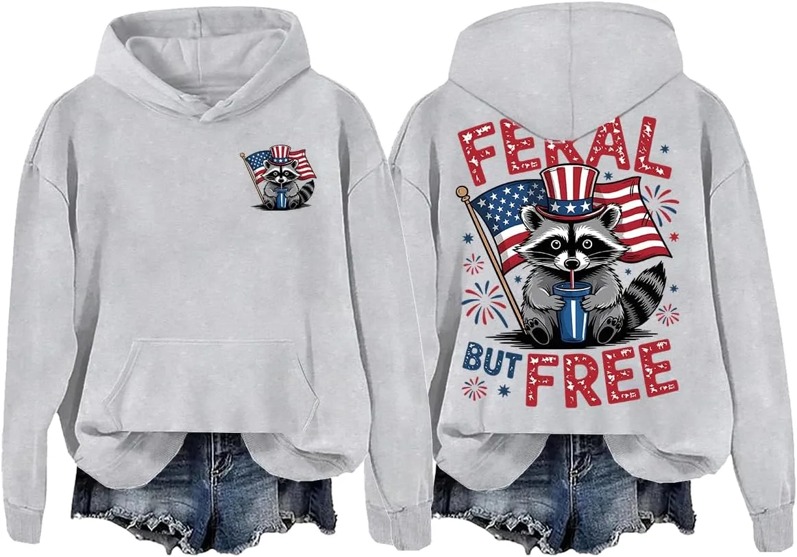 

Толстовка Feral But Free с принтом енота