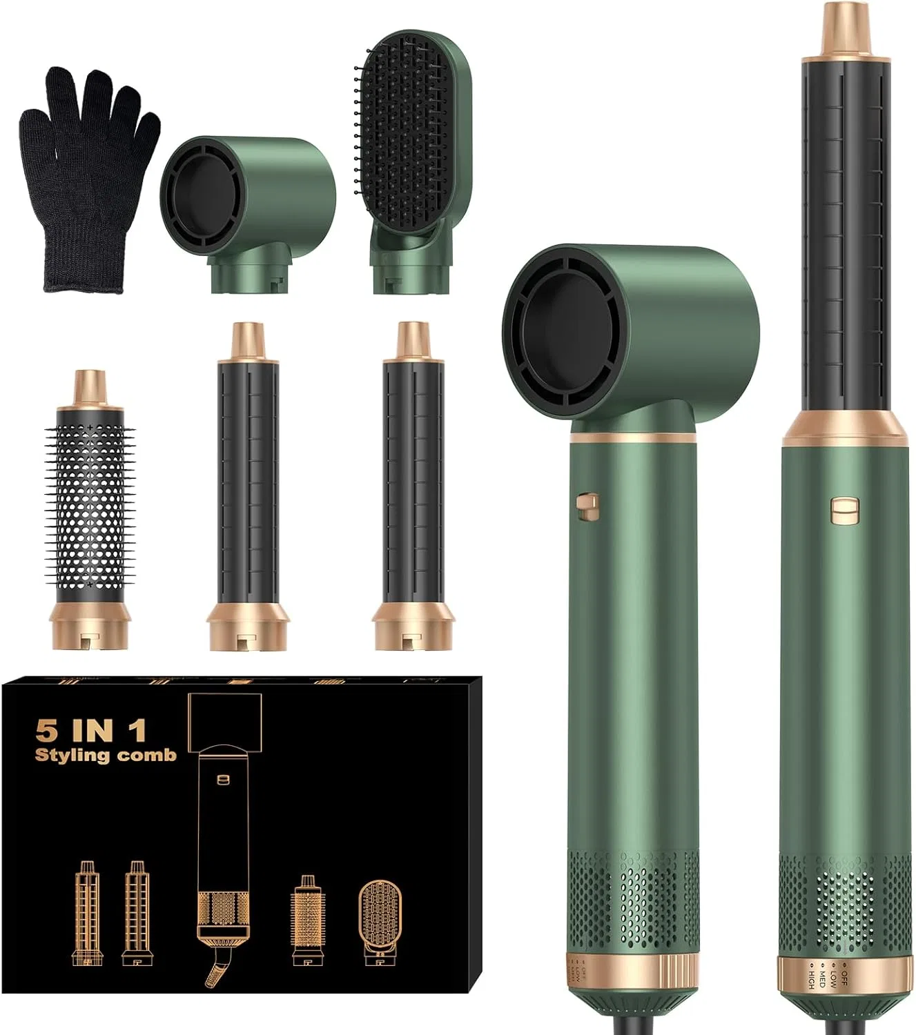 Набор для укладки волос 5 в 1 от UKLISS Ukliss, Black-Gold