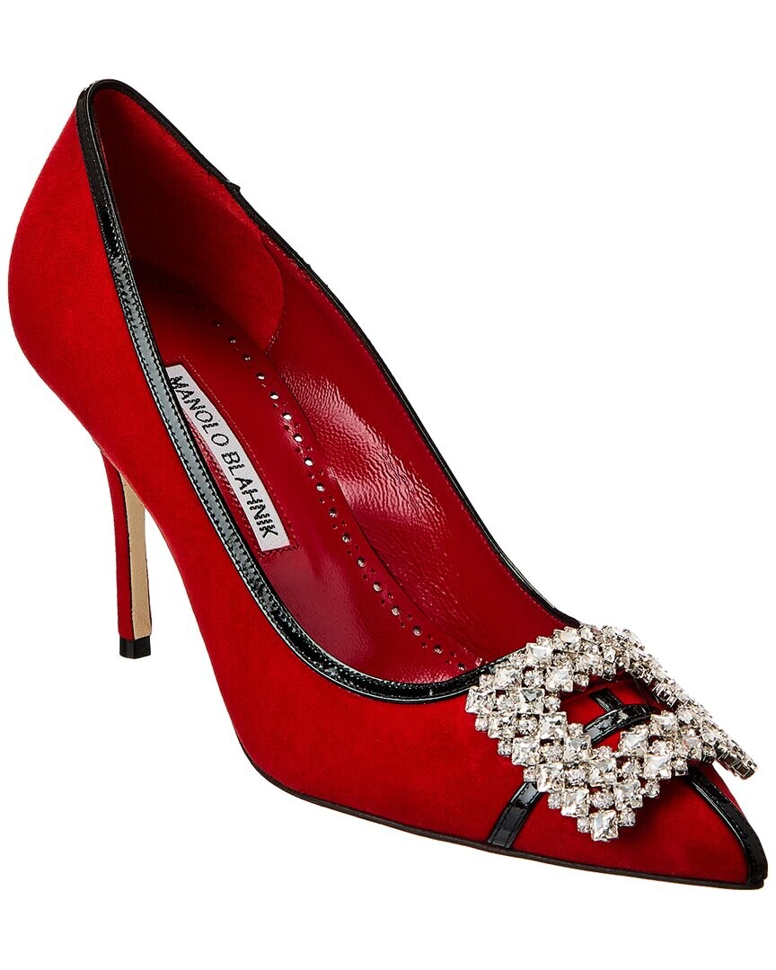 

Туфли Manolo Blahnik Tuberian 90 из замши и кожи, красный