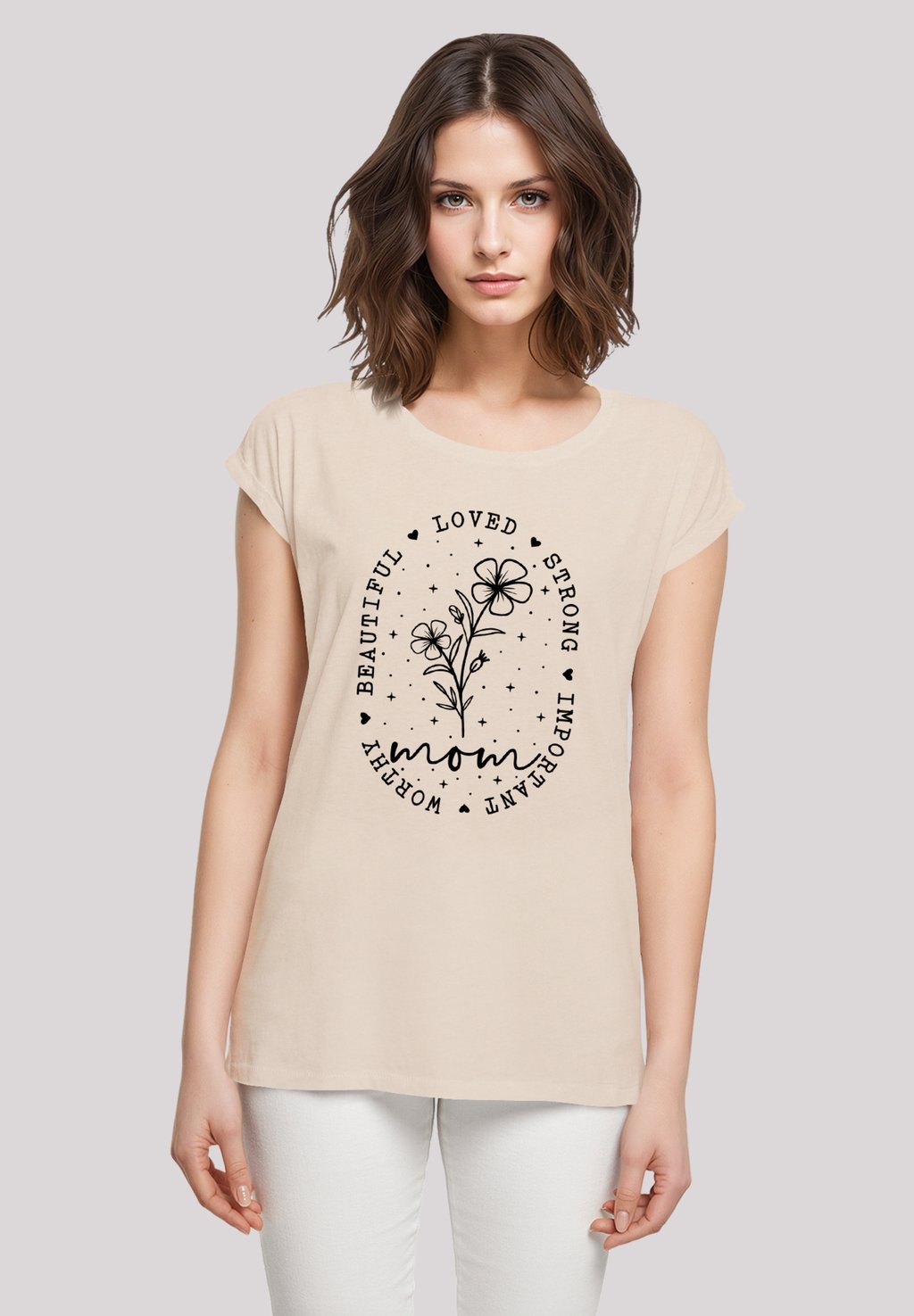 

Футболка с принтом MOTHERS DAY BLACK ART FOR MOM BEST MOM EVER F4NT4STIC, песочный
