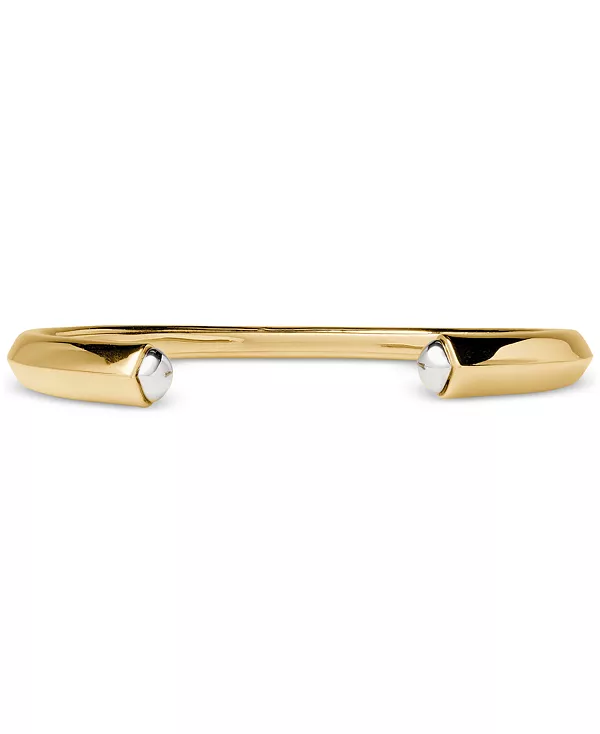 

Двухцветный открытый браслет-манжета с рельефным узором в виде лопаты Kate Spade New York, gold/silve