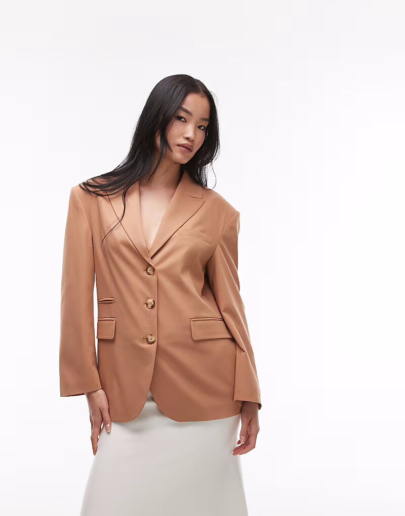 

ASOS DESIGN свободный блейзер цвета кэмел