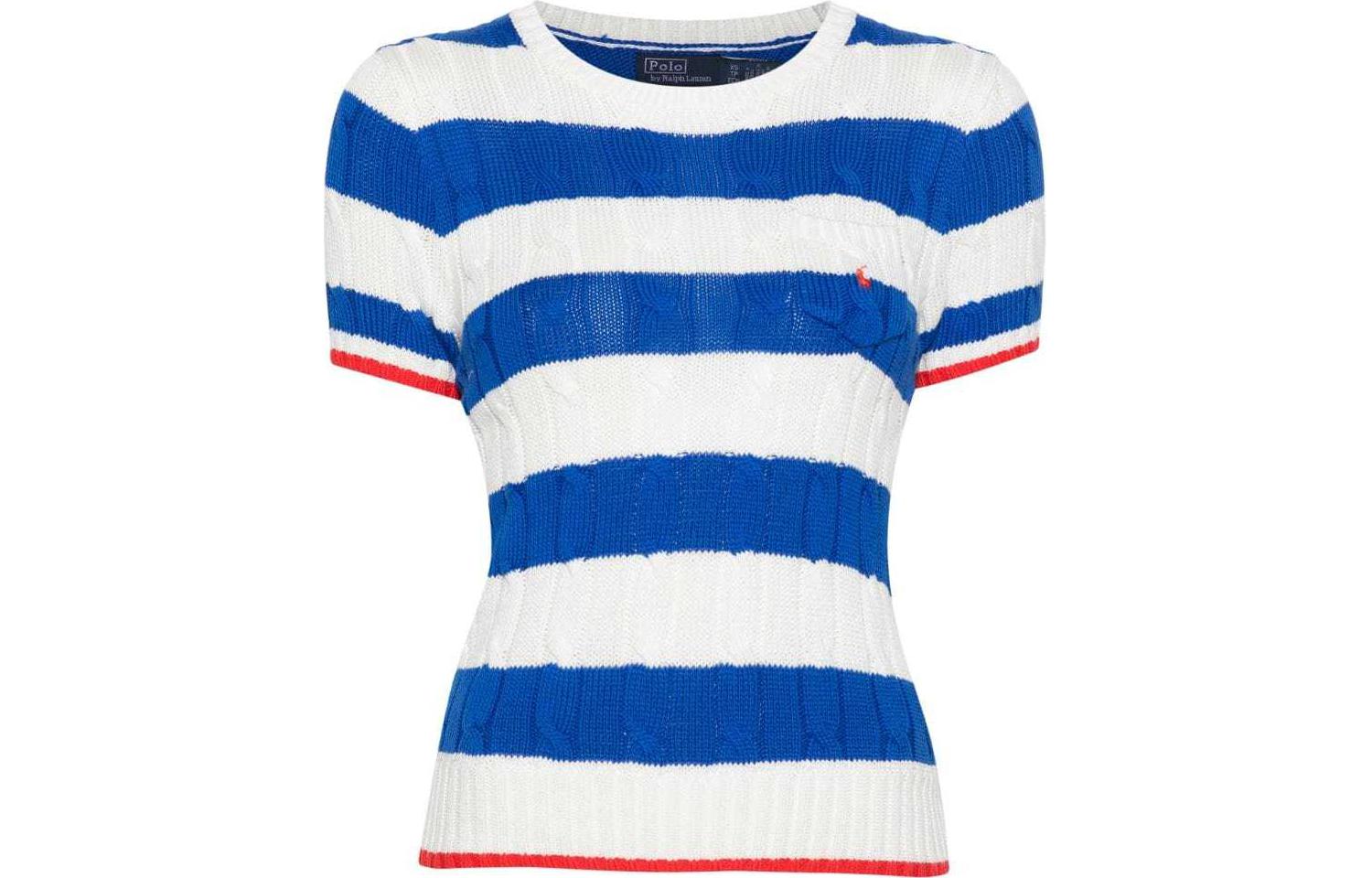 

Полосатый кабельный топ Polo Ralph Lauren, белый