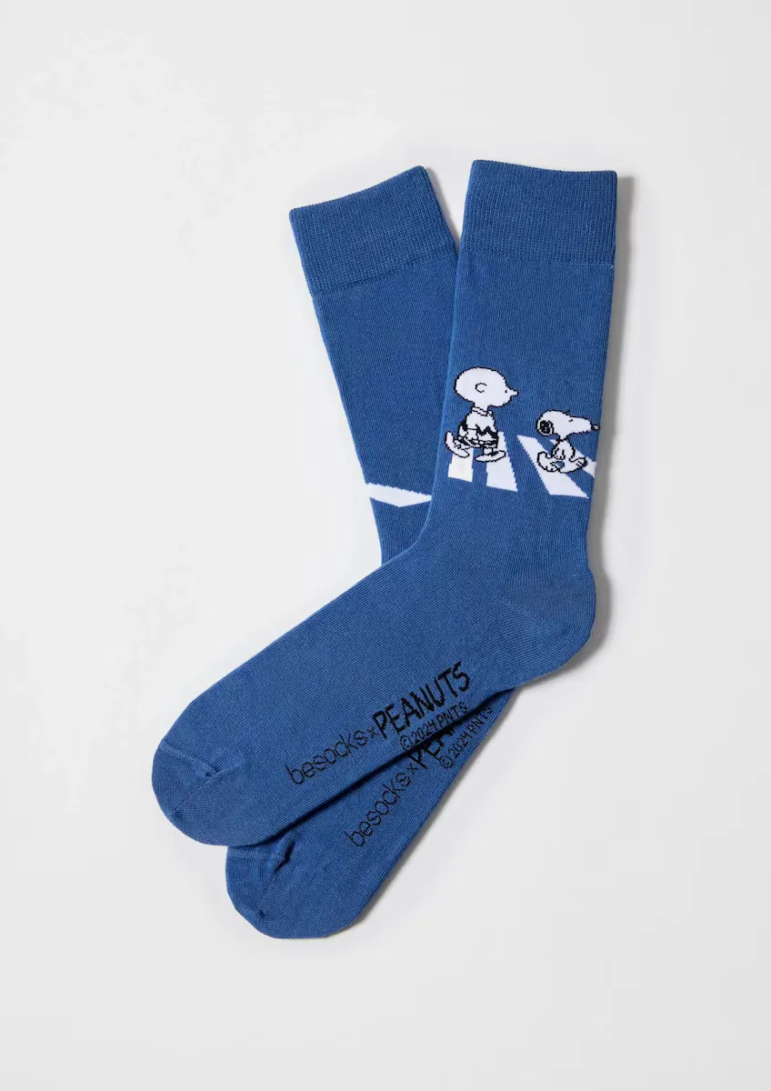 

Высокие носки унисекс Snoopy из органического хлопка, бежевый Besocks, синий