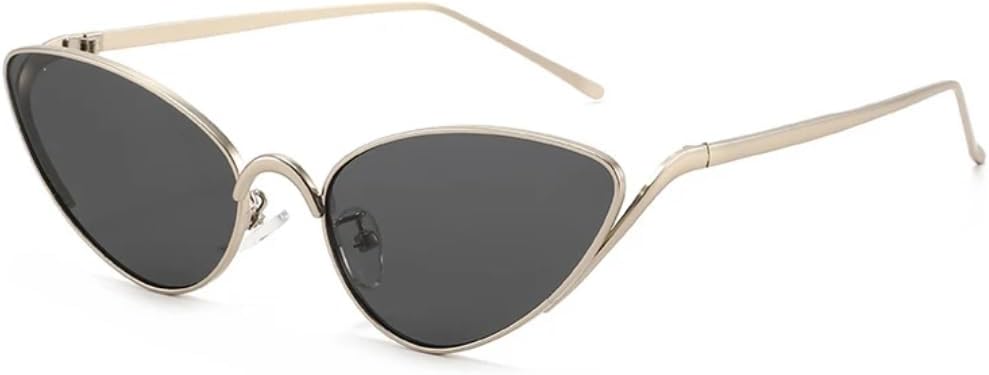 

Металлические солнцезащитные очки «кошачий глаз» для женщин, модные, с прозрачными линзами цвета океана, защита от УФ-излучения UV400; мужские солнцезащитные очки в стиле панк TVTBBVV, Silver Gray