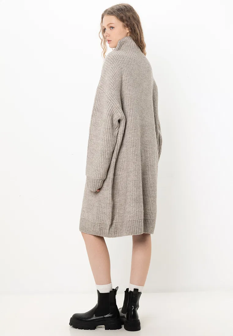Джемпер-платье, фактурная вязка, Chunky Rib Knit Superdry, светло-серый — фото 2