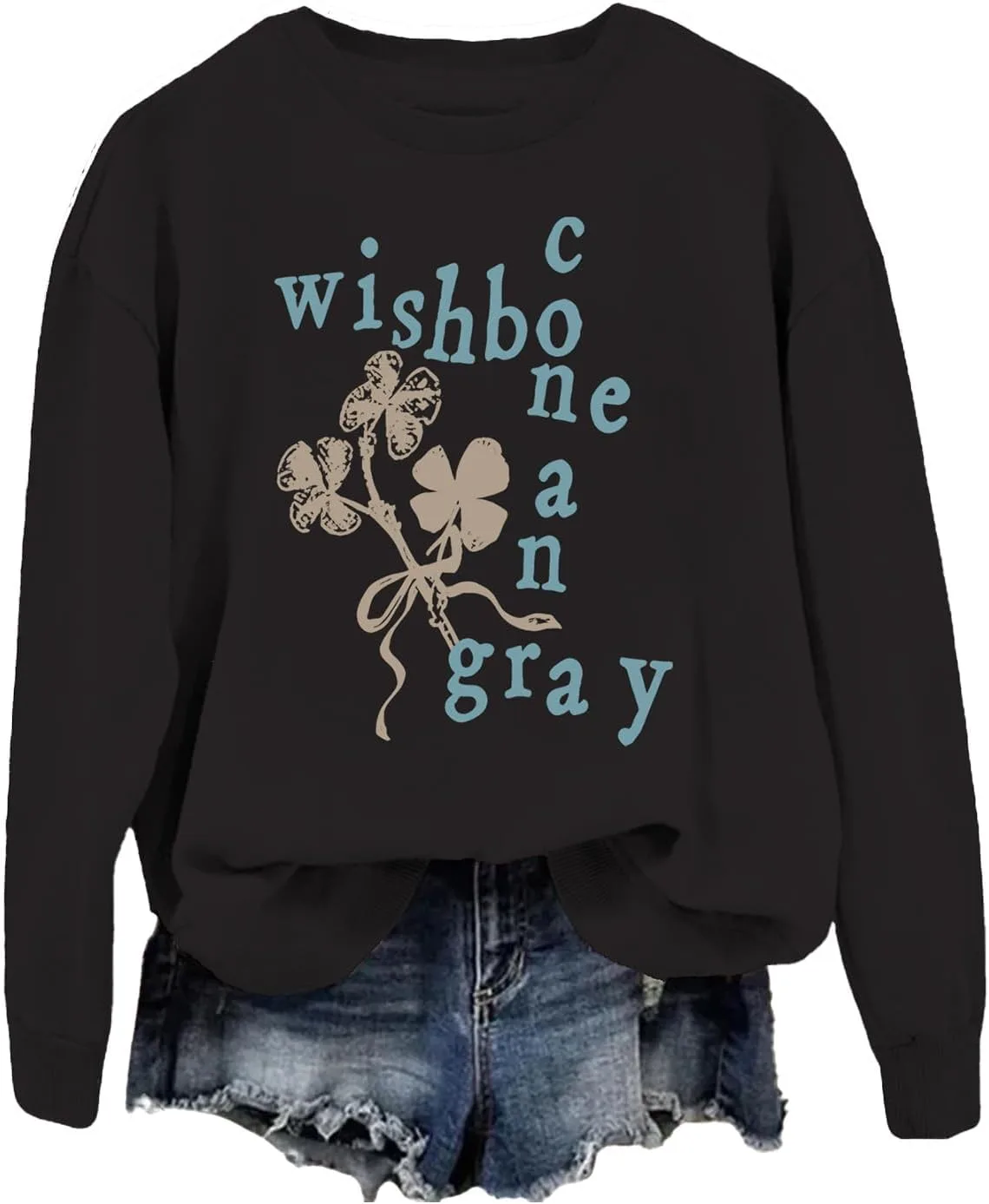 

Свитшот Clovers Crossword Lucky Clover с длинным рукавом SIMJEW