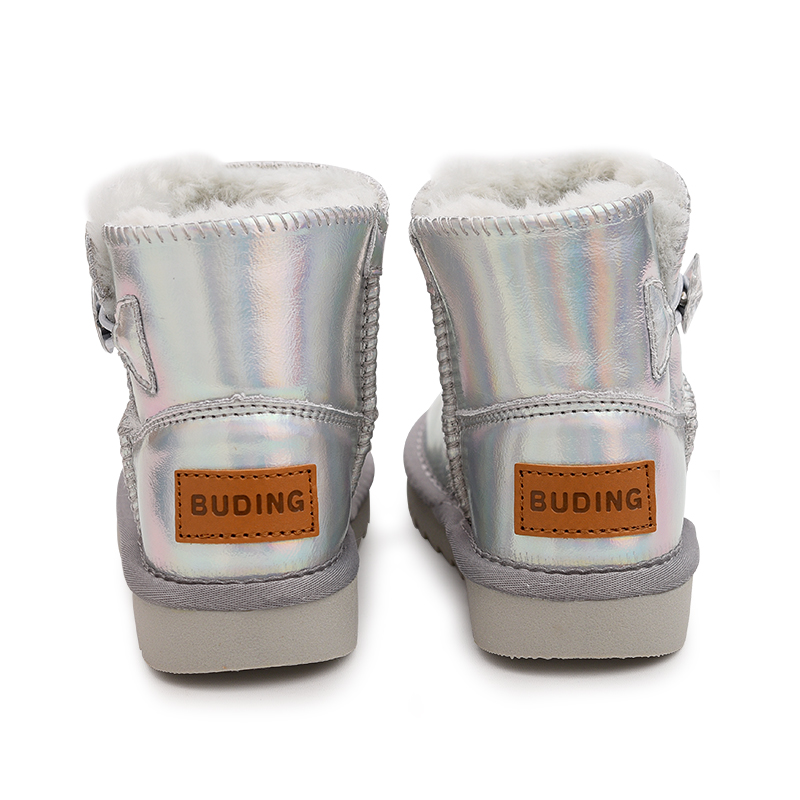 Прочные теплые детские ботинки с низким голенищем Budding, серебряный — фото 4