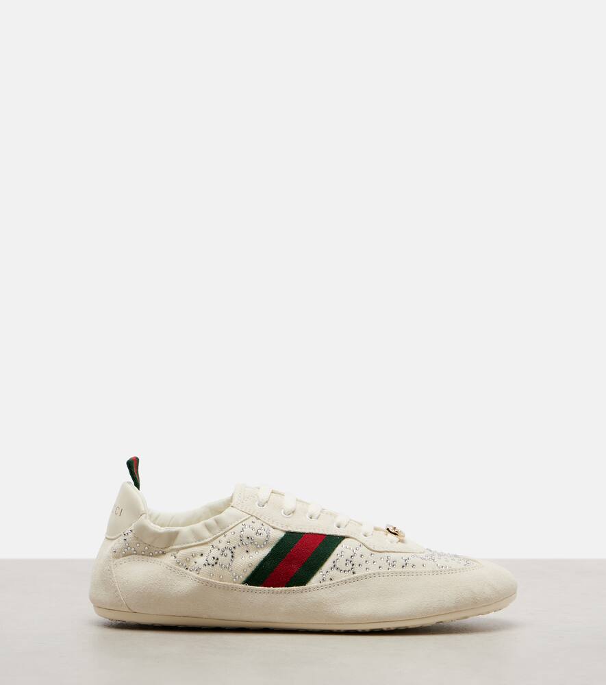 Сникерсы с декором и отделкой из замши Gucci, Ow/Mw-Ow/Mw-Ow/Ow/Vr — фото 4
