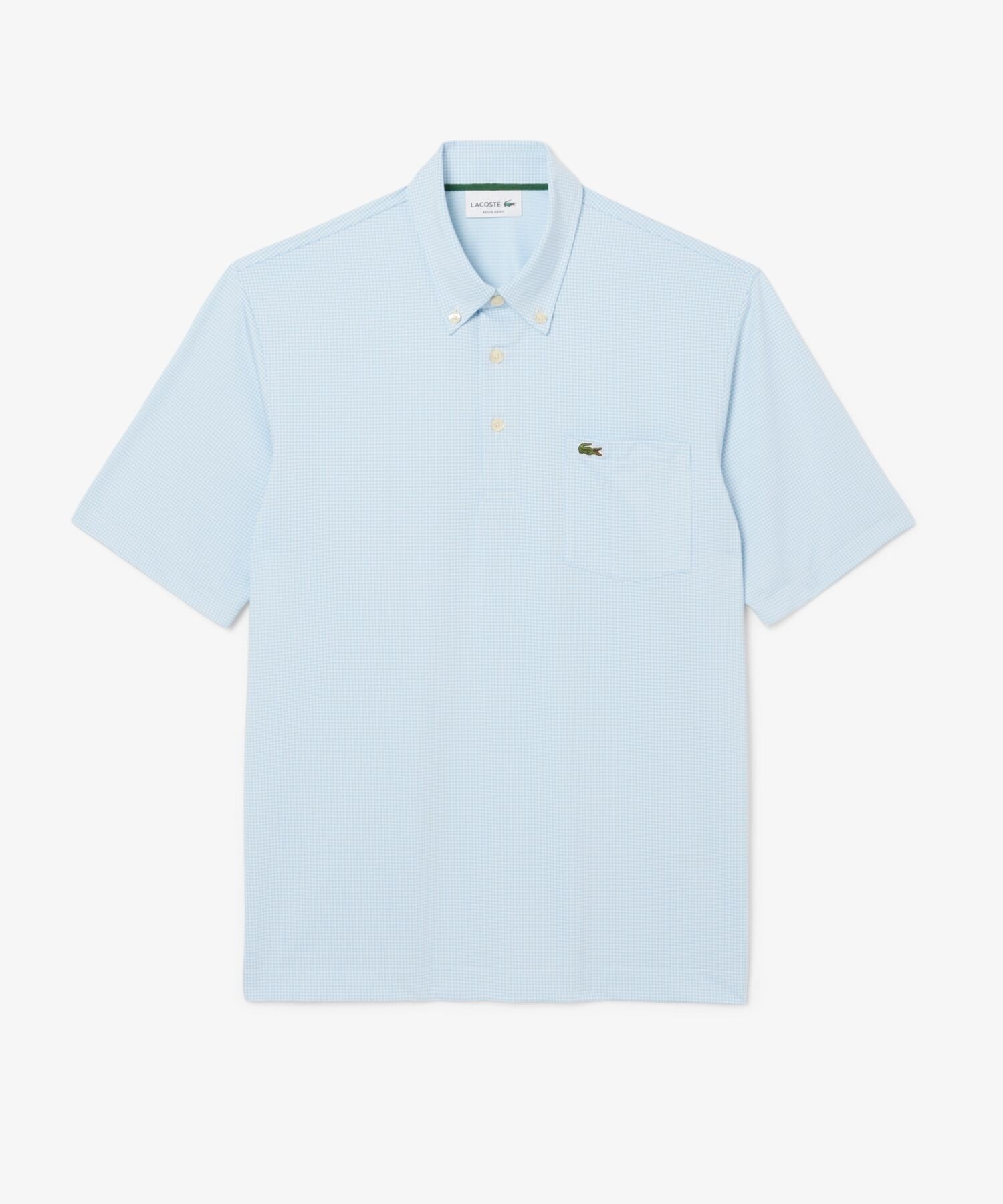 Поло LACOSTE Saxe Blue с микроклеткой, дезодорирующее, быстросохнущее, с УФ-защитой — фото 3