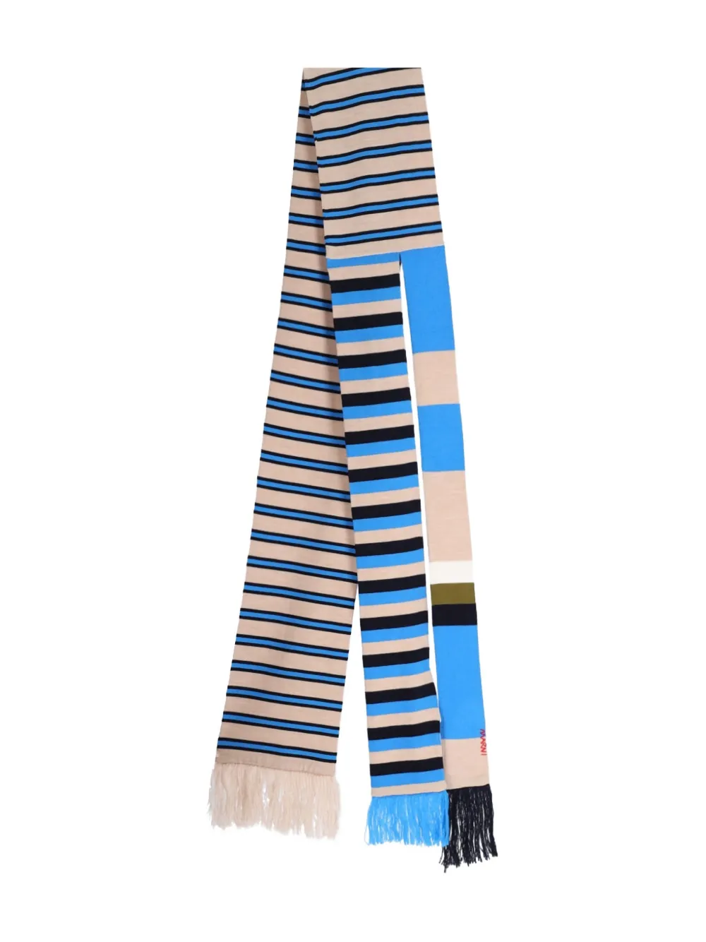 

Полосатый шарф с бахромой Marni, синий