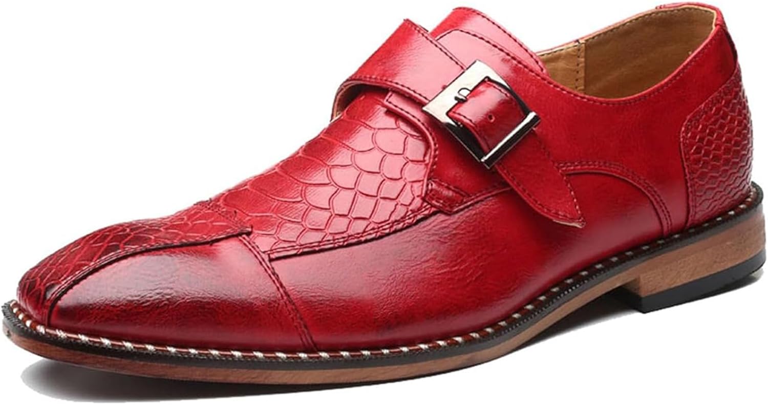 

Мужские оксфорды с одной пряжкой, классические, современные, без шнуровки, удобные, модные, для бизнеса, свадеб, из кожаной кожи Xinduoyu, красный