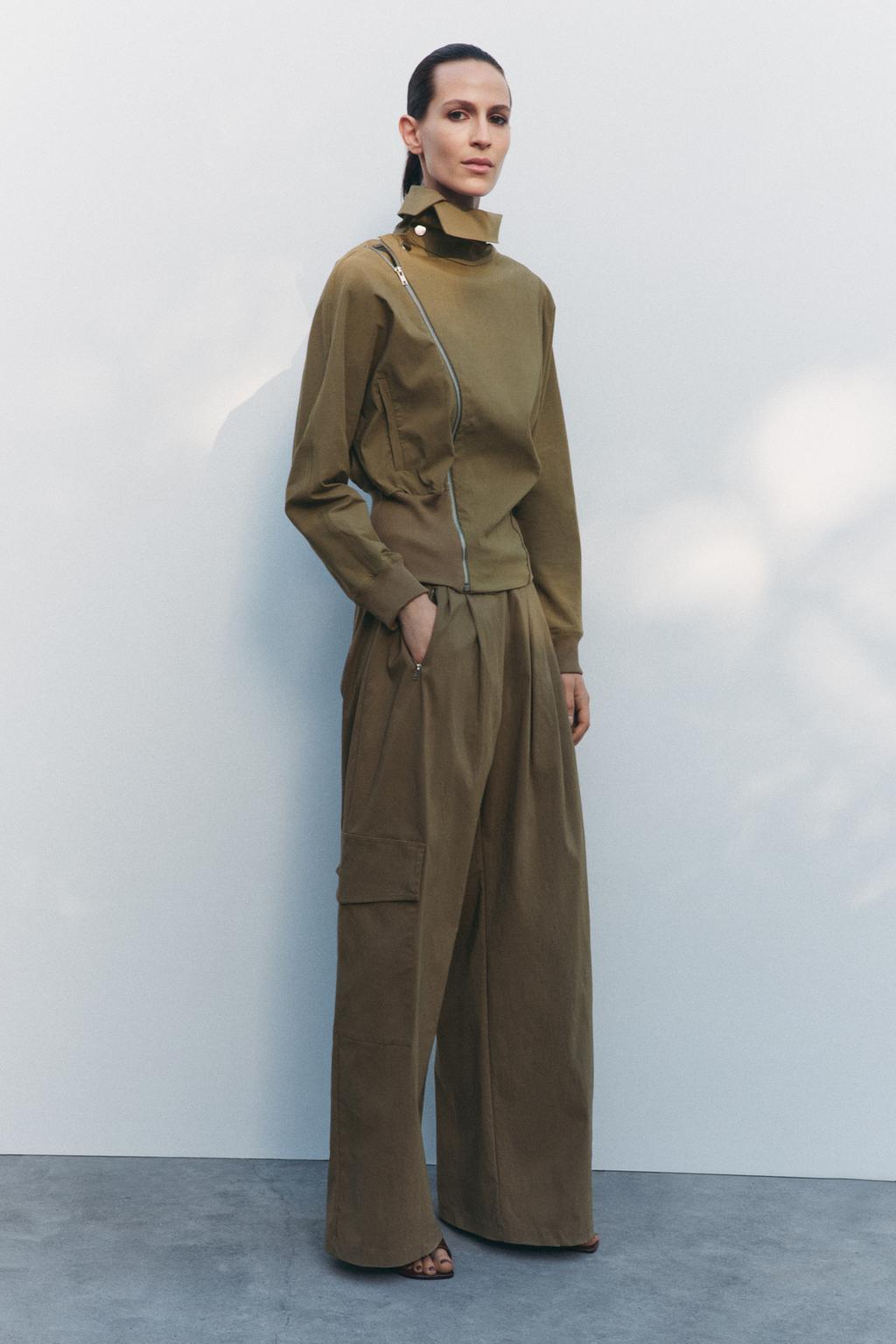 

Кардиган с высоким воротником ZARA, хаки