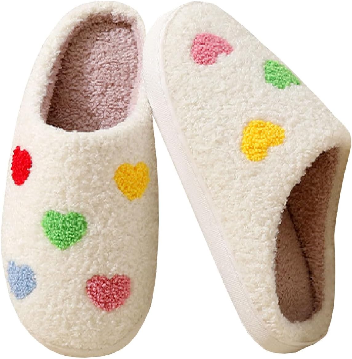 

Тапочки Titype Valentine для женщин и мужчин с сердечками, пушистые домашние тапочки, теплые зимние тапочки для дома, для улицы и помещений, Colorful Heart-2