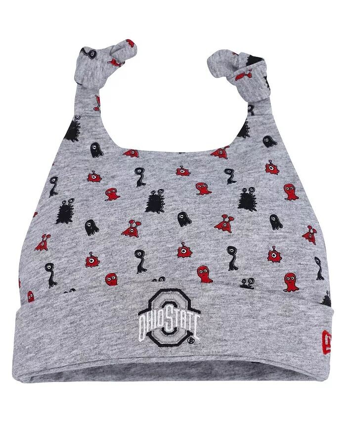 

Новорожденные и младенцы мальчики и девочки Heather Grey Ohio State Buckeyes Critter вязаная шапка с манжетами New Era