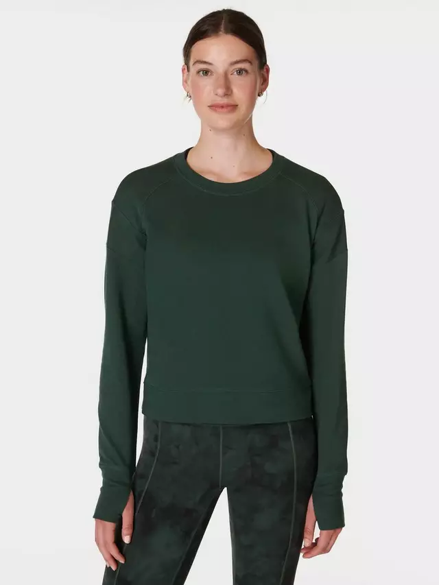 

Толстовка Sweaty Betty After Class Crop Organic Cotton Blend, цвет trek green