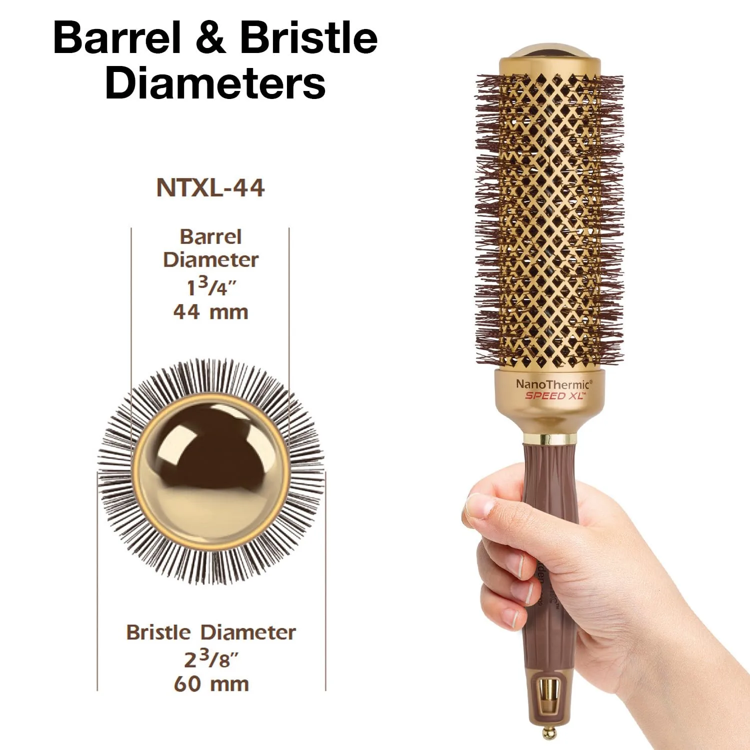 Термощетка для укладки волос Olivia Garden NanoThermic Ceramic + Ion Speed ​​XL Round Thermal Hair Brush - не электрическая - профессиональная щетка для нормальных и густых волос. 4,4 см — фото 2