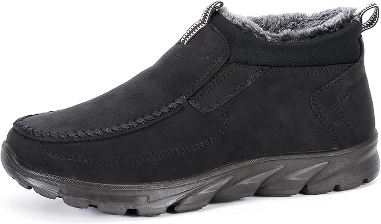 

Мужские зимние ботинки с меховой подкладкой, удобные сапожки без застежек для среднего возраста и пожилых, повседневная обувь Generic, черный