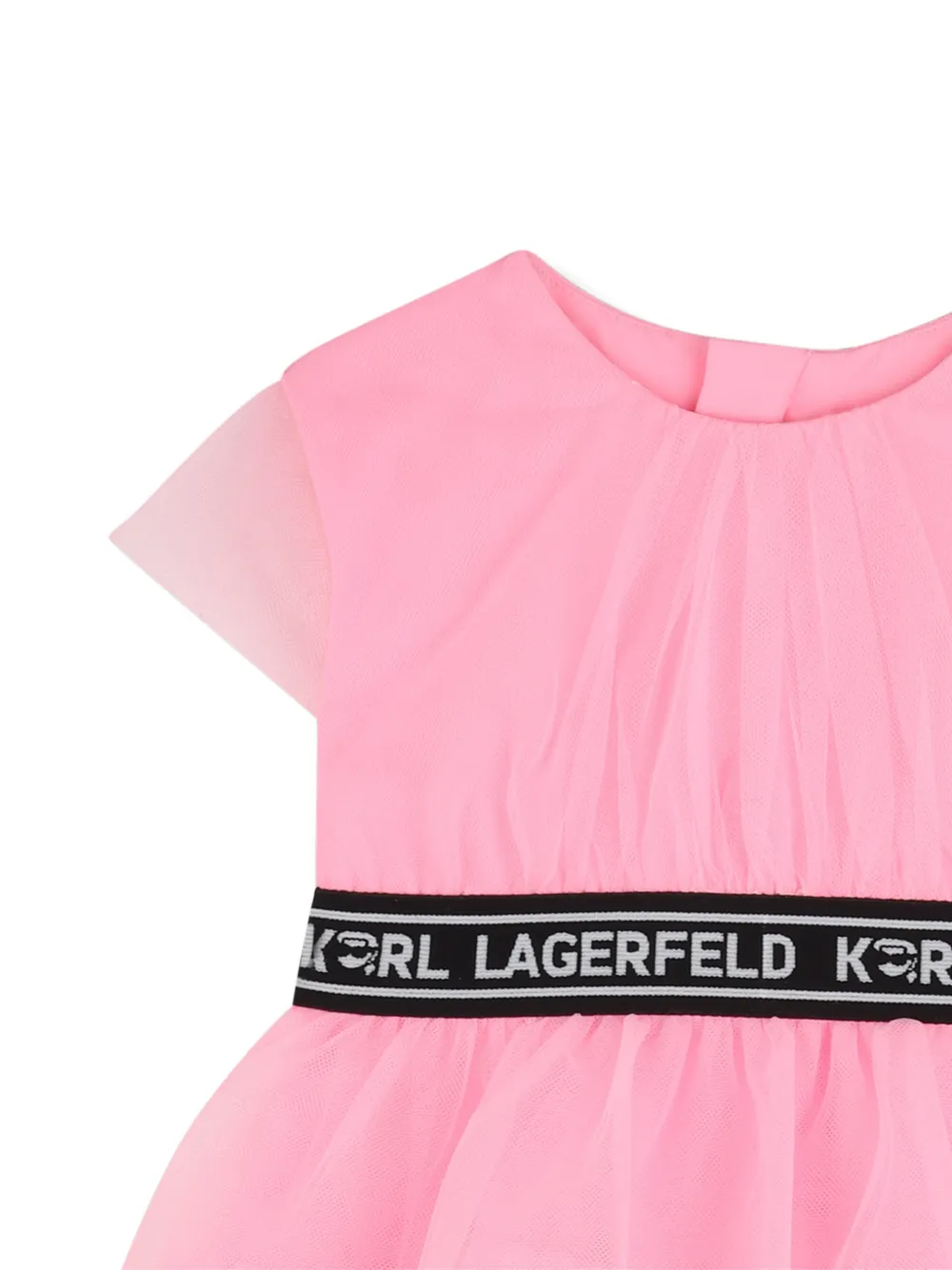 Ярусное платье с логотипом KARL LAGERFELD KIDS, розовый — фото 3