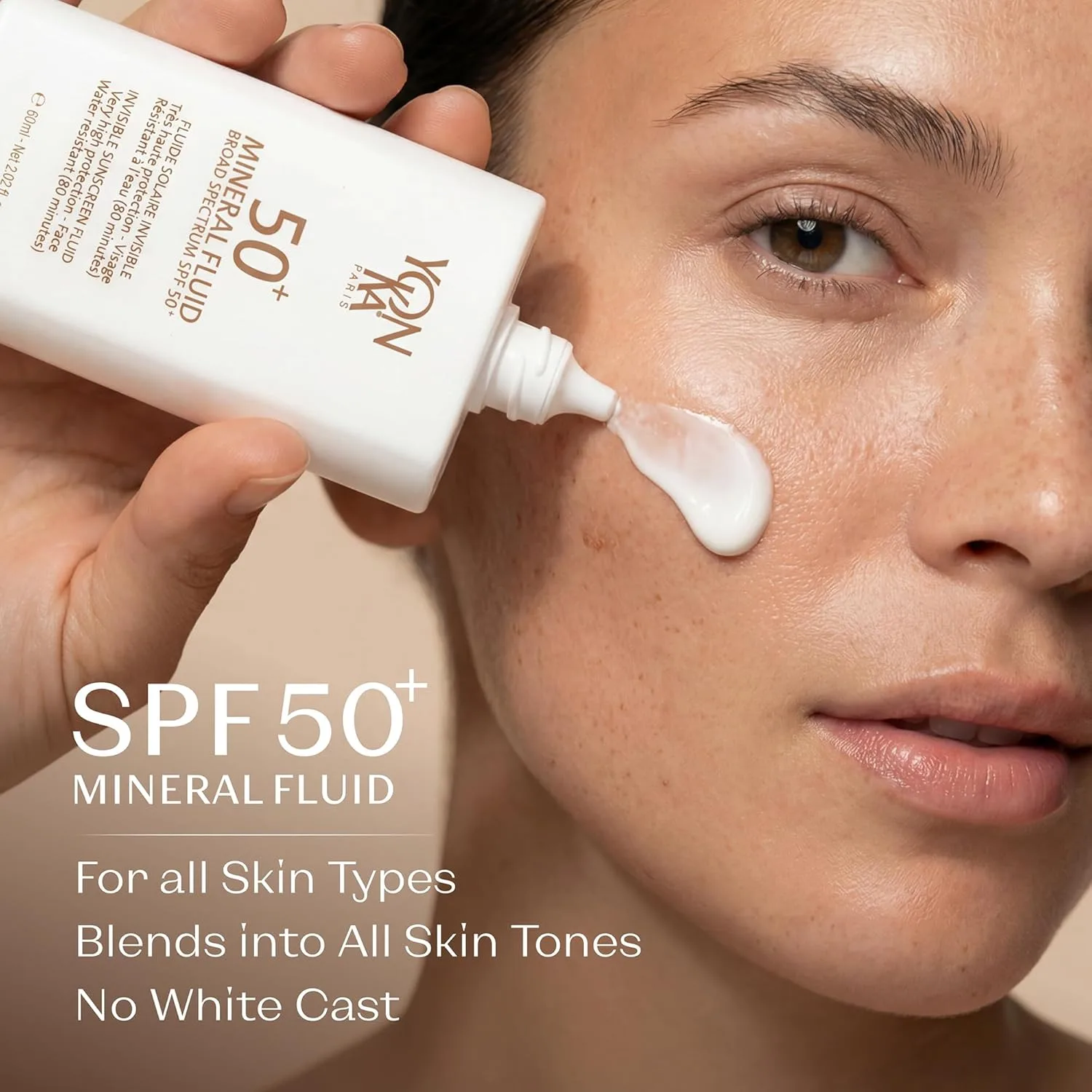 Yonka Paris SPF 50 минеральный флюид, невесомый солнцезащитный крем без белых разводов, 100% нонано оксид цинка и ниацинамид, без отдушек, водостойкий, для ежедневной защиты лица 59 мл — фото 2