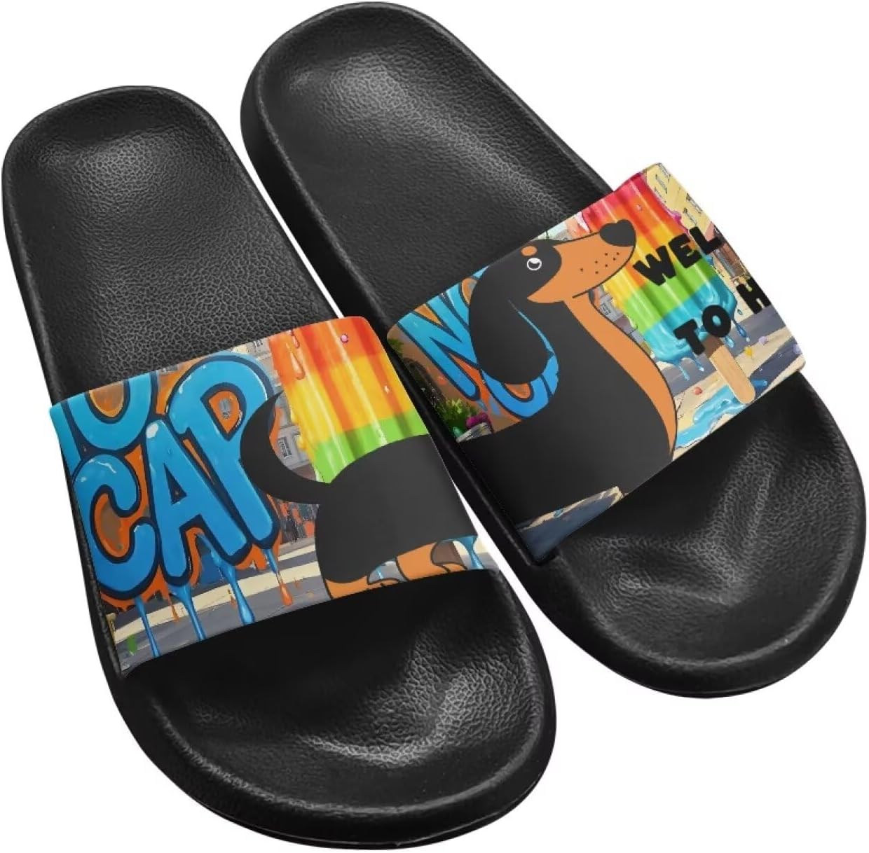 

Тапочки для душа Twousenru для мужчин, домашние шлепанцы, для ванной, для дома и пляжа, сандалии для бассейна, нескользящие с мягкой подошвой, Painted Dachshund