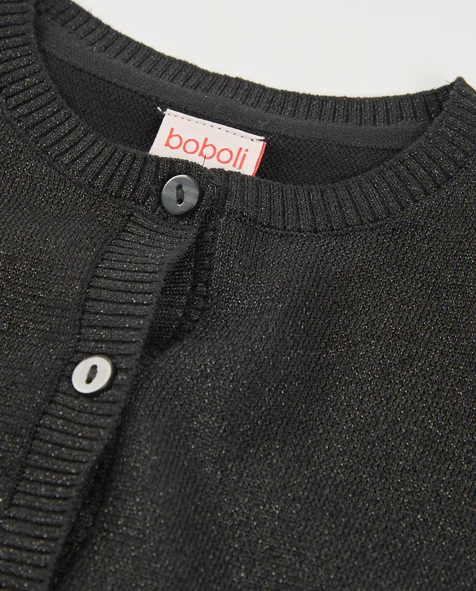 Вязаная кофта для девочки Boboli, черный — фото 2