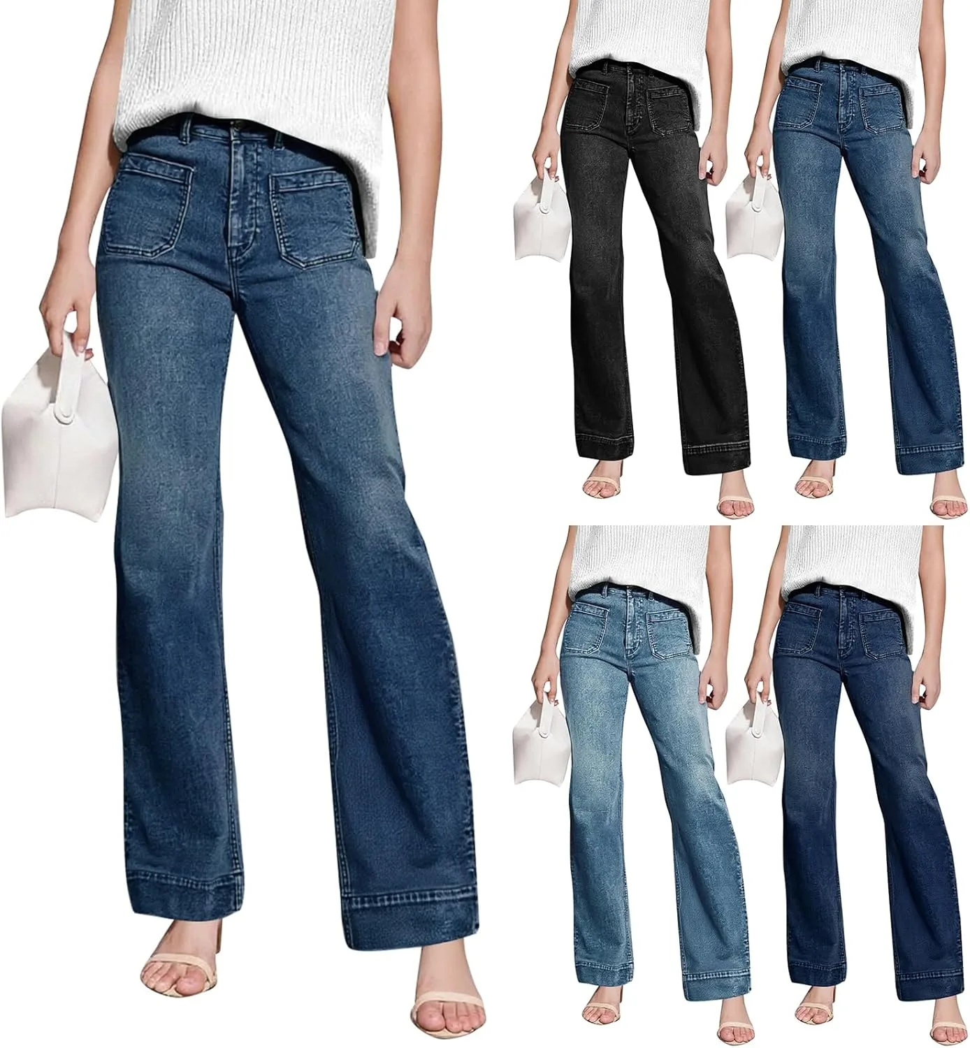 

Джинсы женские High Waisted Flare с карманами