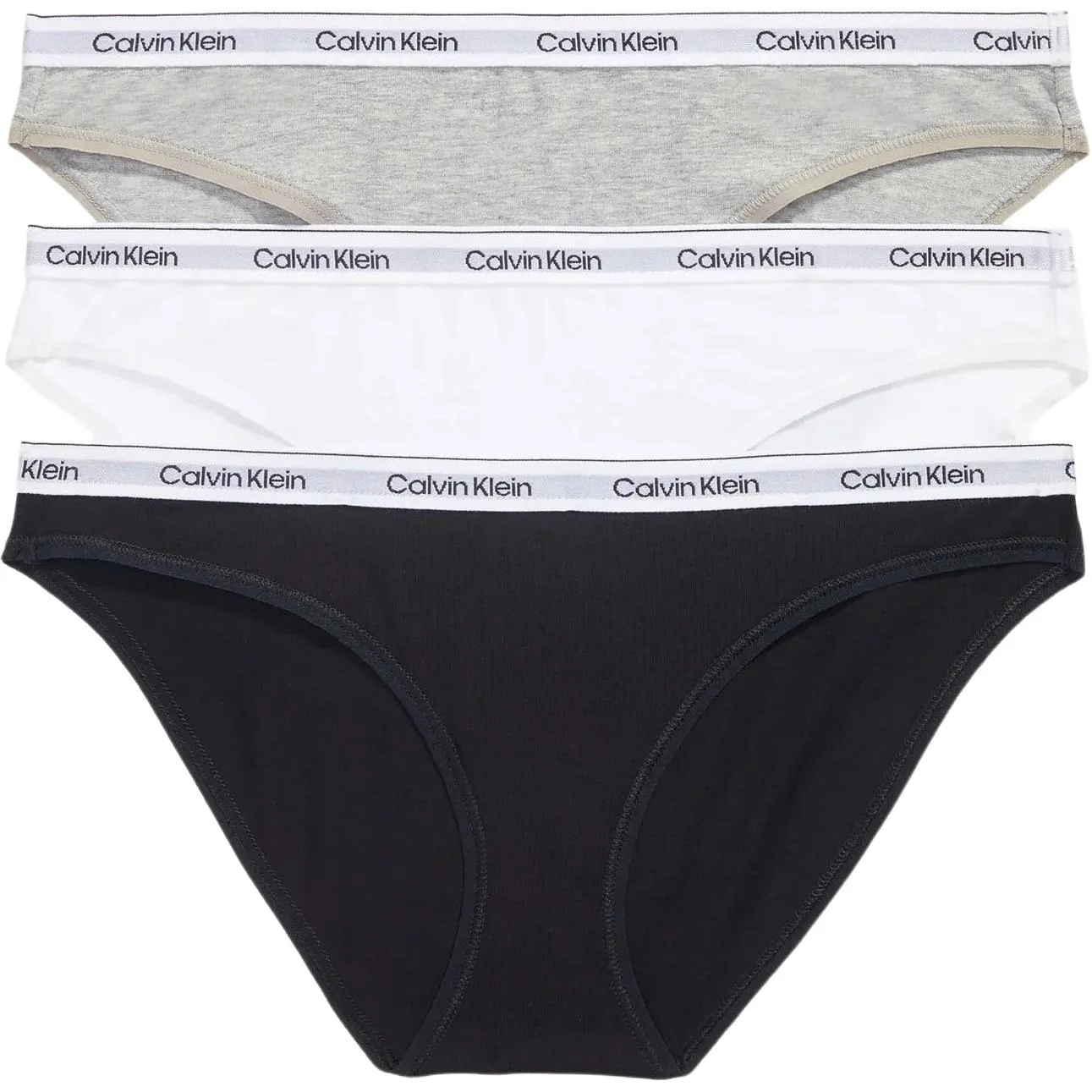 Трусы с логотипом на поясе, набор из 5 штук Calvin Klein, 3 Pack (Gray+White+Black)