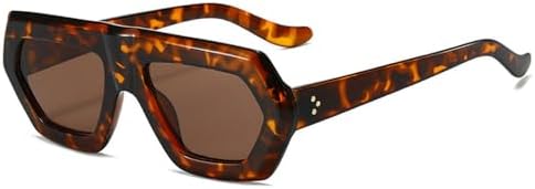 

Солнцезащитные очки неправильной квадратной формы для женщин, модные градиентные солнцезащитные очки UV400, ретро-очки для мужчин с прозрачными линзами MTZJH, Leopard Tea