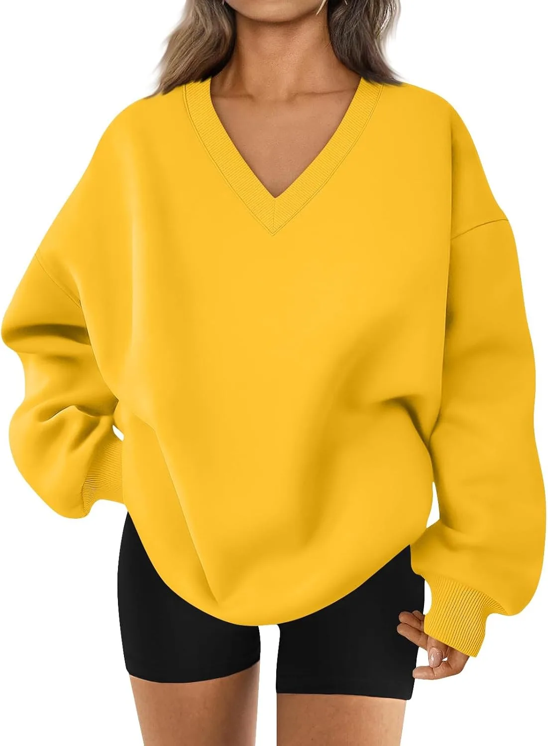 

Женский свитшот Casual с V-образным вырезом, оверсайз