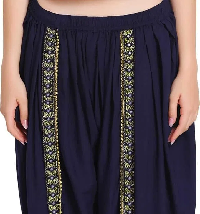 Женские брюки харем с золотой отделкой, Generic, Navy Blue