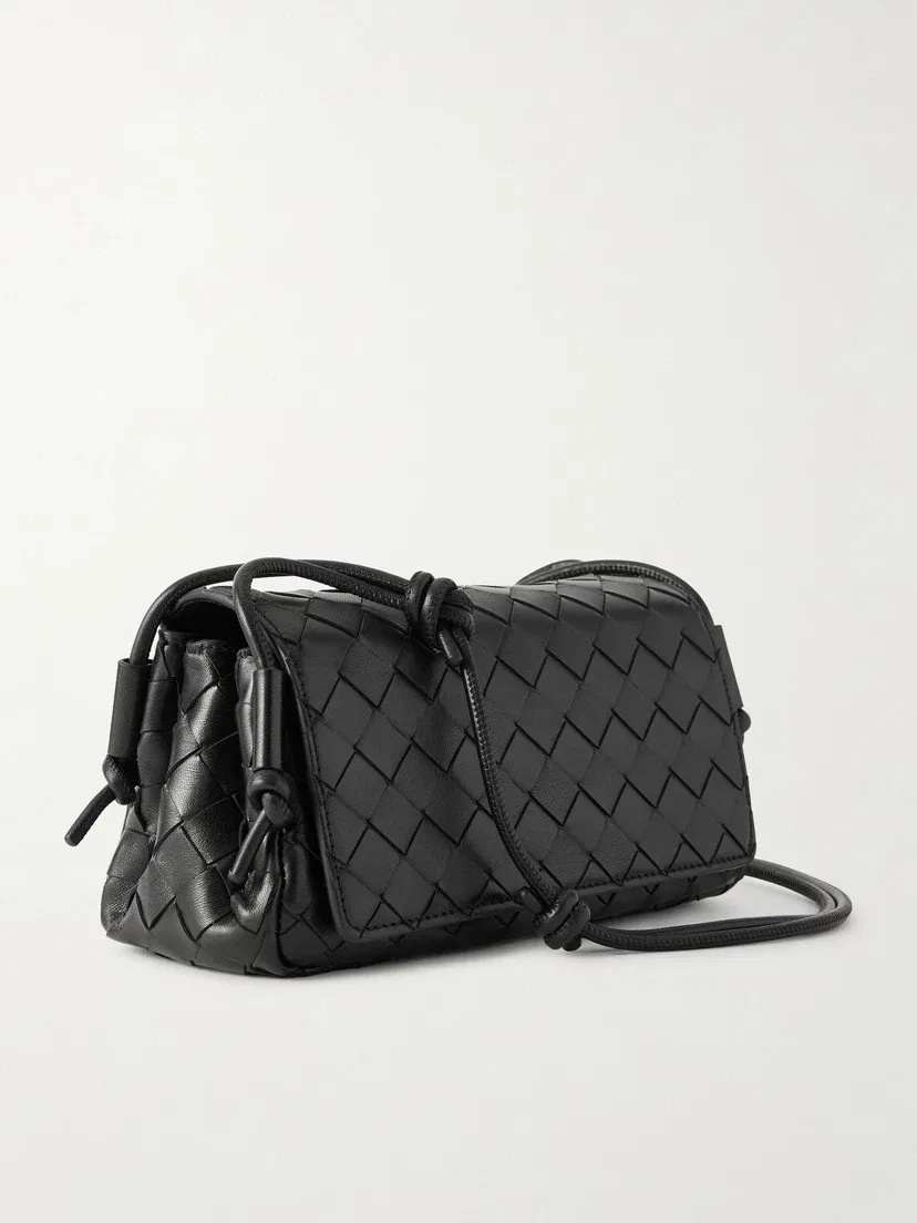 Кожаная сумка через плечо Notturno Intrecciato BOTTEGA VENETA, черный