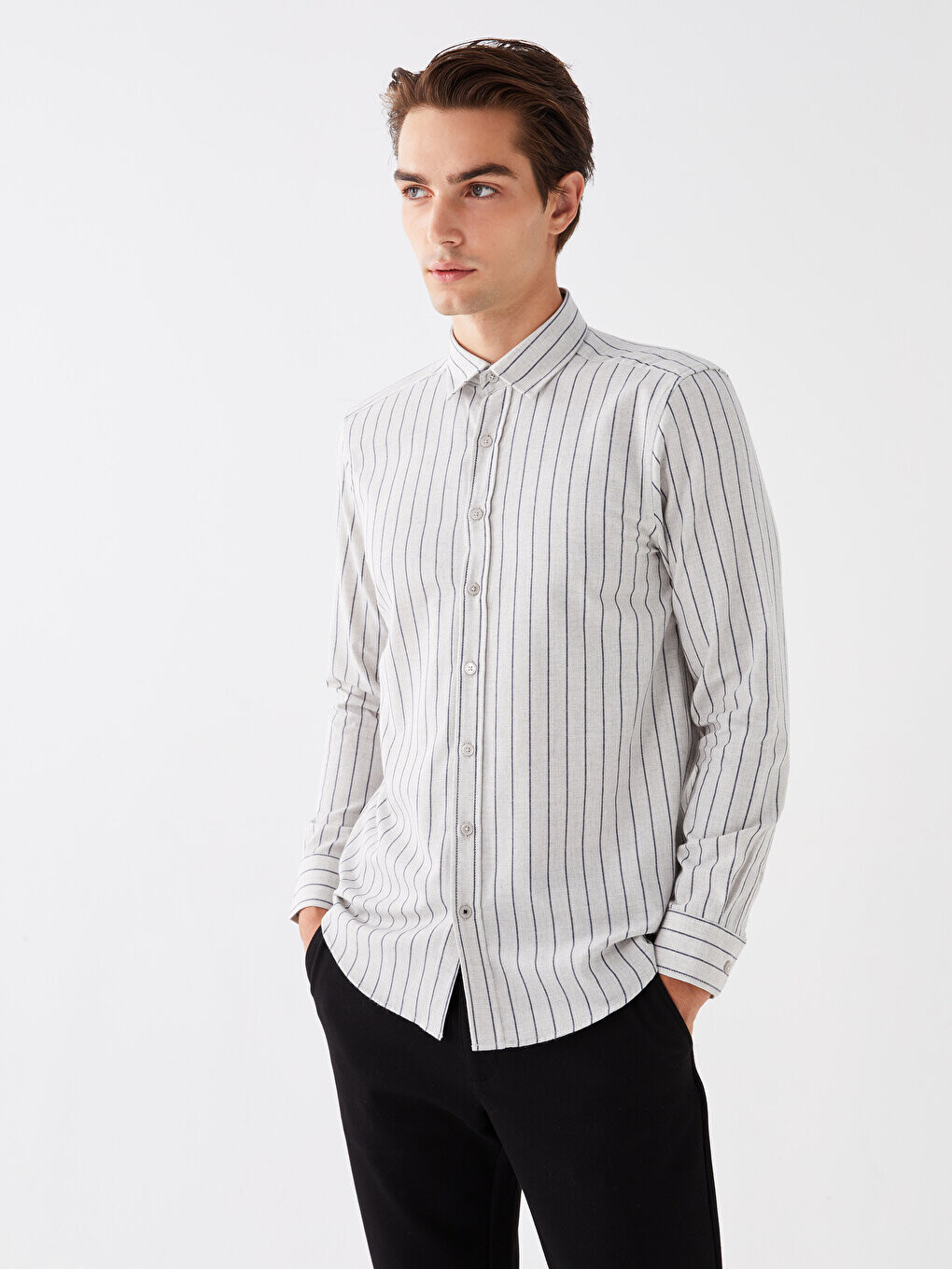 

Мужская полосатая рубашка Slim Fit с длинным рукавом SOUTHBLUE, индиго полосатый