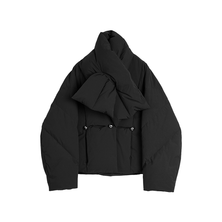 

ELLE Пуховик женский черный с V-образным вырезом утепленный