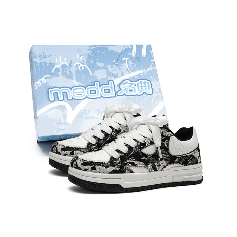 

Medd Скользоустойчивые амортизирующие дышащие износостойкие скейтерские кеды унисекс бело-черные, цвет White Black