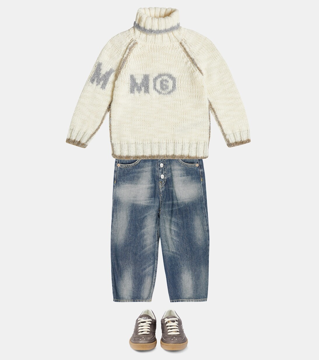 Реплики кроссовок с заклепками Mm6 Maison Margiela Kids, коричневый — фото 2
