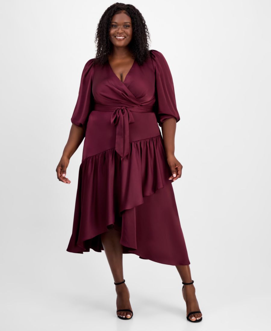 

Многослойное миди-платье больших размеров Anne Klein, Dark Chianti