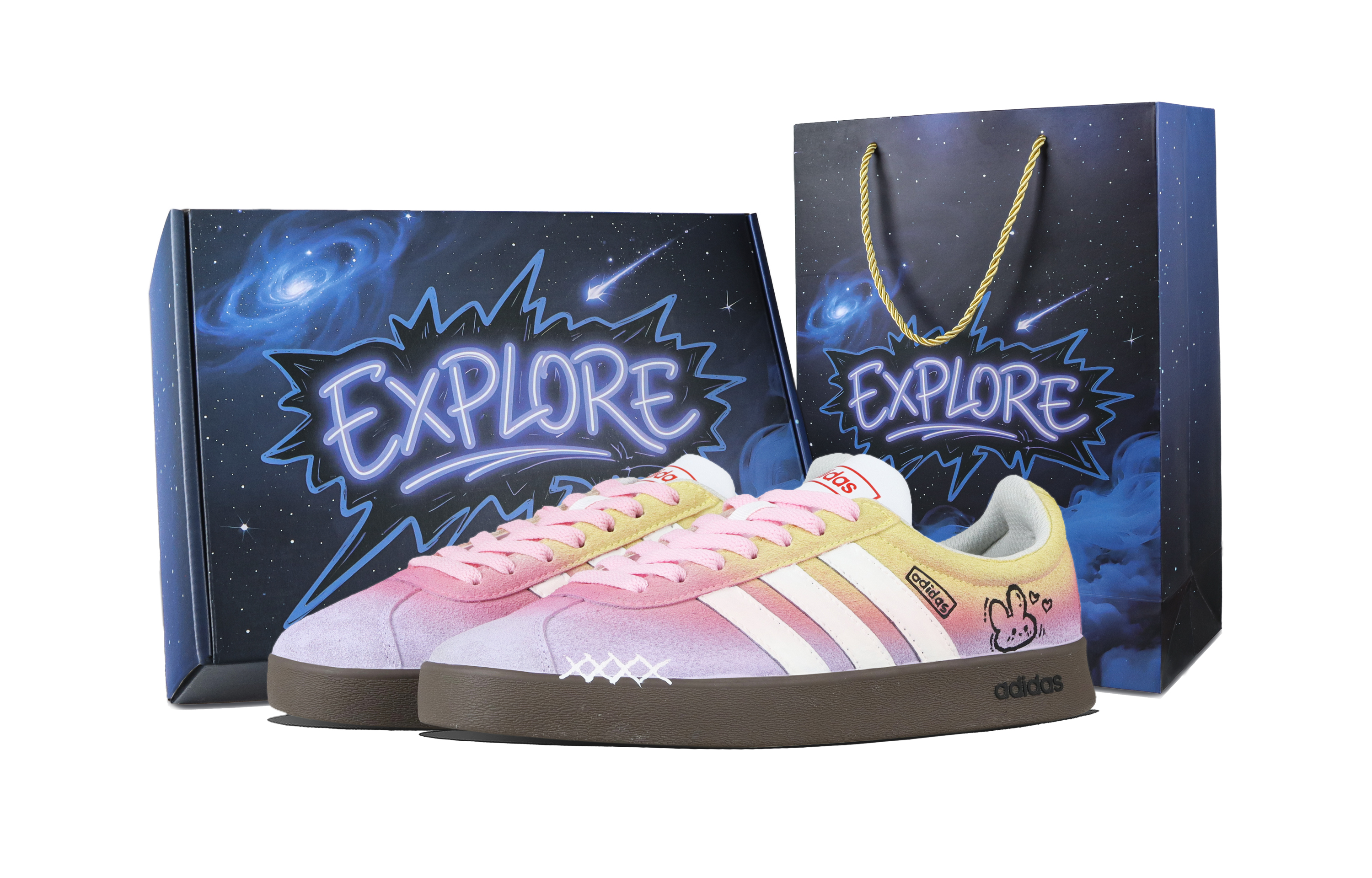 

Adidas ВЛ Корт 2.0 Розовый кролик Амортизирующие, износостойкие низкие скейтерские унисекс, цвет Pink