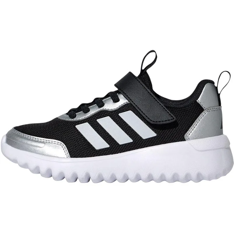 Adidas Детские повседневные кеды из ткани низкие черно-бело-серебристые