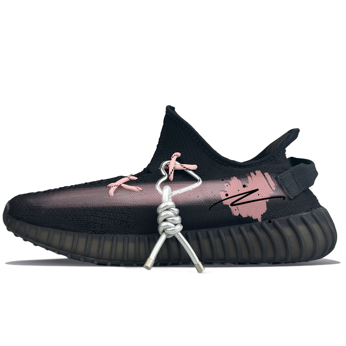 

Adidas Originals Изи Буст 350 В2 противоскользящие износостойкие низкие кеды унисекс черно-розовые, цвет Black Pink