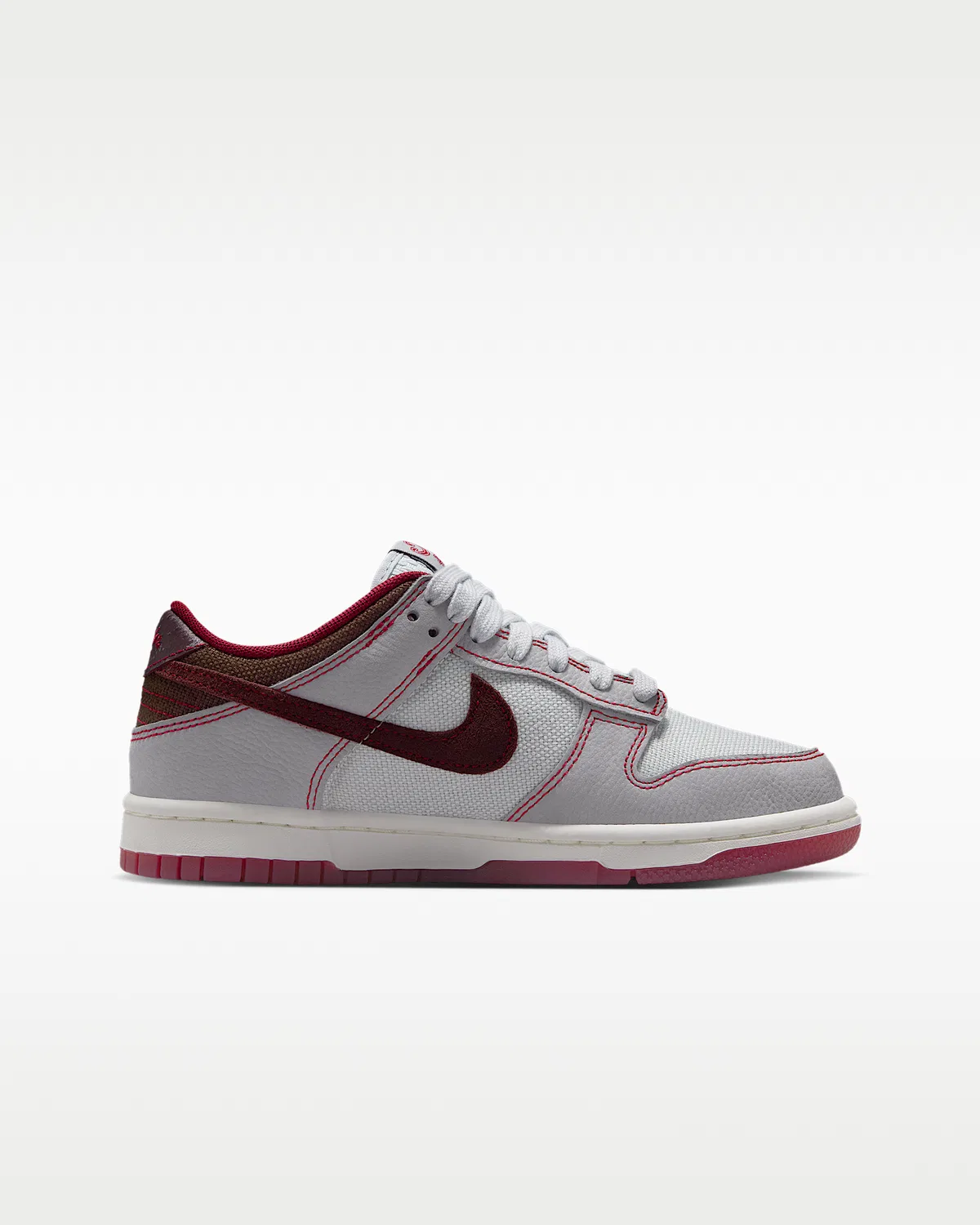 Детские кроссовки Nike Dunk Low LV8 1, Pure Platinum/Wolf Grey/Team Red/Burgundy Crush — фото 3