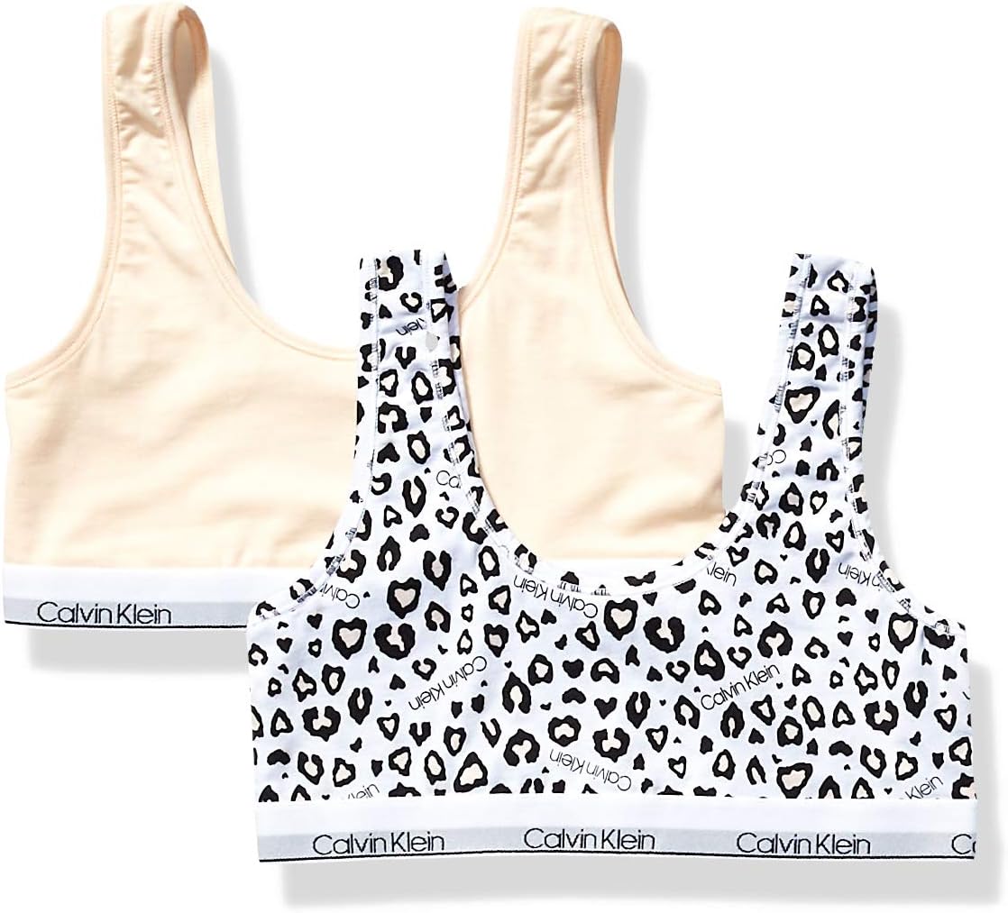 

Комплект из 2 бюстгальтеров-бралеттов Calvin Klein для девочек Modern Cotton Bralette, Ck Leo, Nude