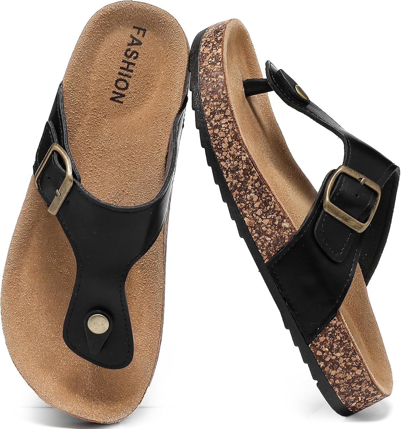 

Кожаные сандалии с пробковой подошвой DDXYYDS для мужчин и женщин, водоотталкивающие шлепанцы с пробковой стелькой и ортопедической подошвой из пены с эффектом памяти, удобные летние тапочки, черный