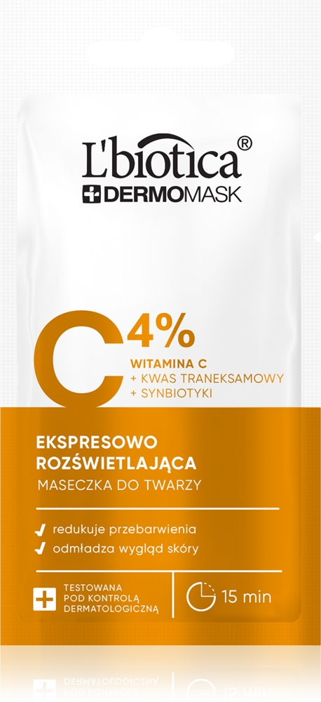 

Осветляющая маска для лица Dermomask c 4% L’Biotica, 8 мл