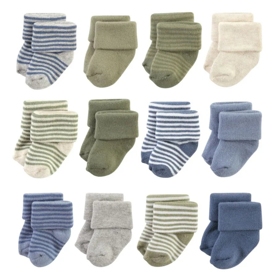 Набор из 24 комфортных махровых носков Hudson Baby, синий sage stripe — фото 2